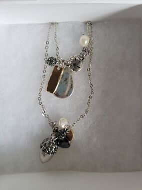 J. Jill Mixed Metal and Pearl Multi-Charm Necklace